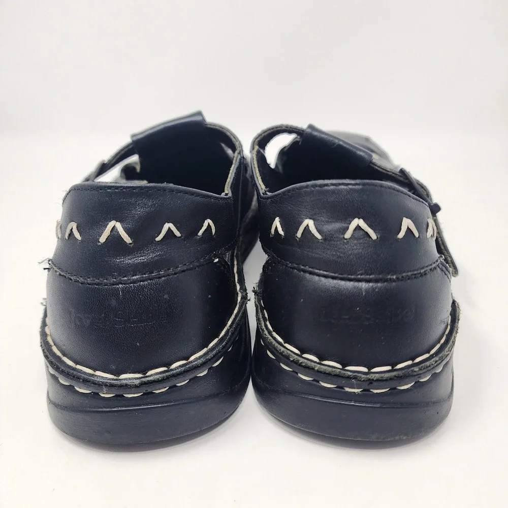 Josef Seibel Leather Fisherman Sandals Men's 6.5 Black Comfort European